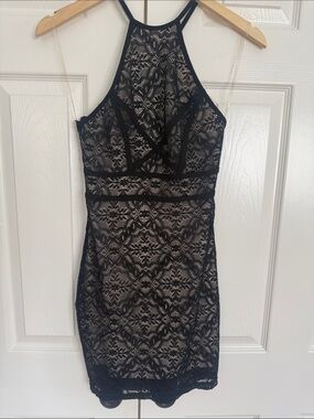 privy Black Lace  Bodycon Mini Dress back cut out small